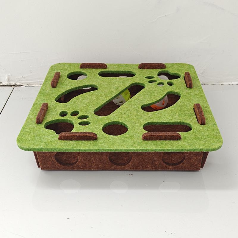 

Игрушка-пазл для кошки: Коробка-лабиринт для снятия скуки с шариком-колокольчиком Includes 2 Bell Balls