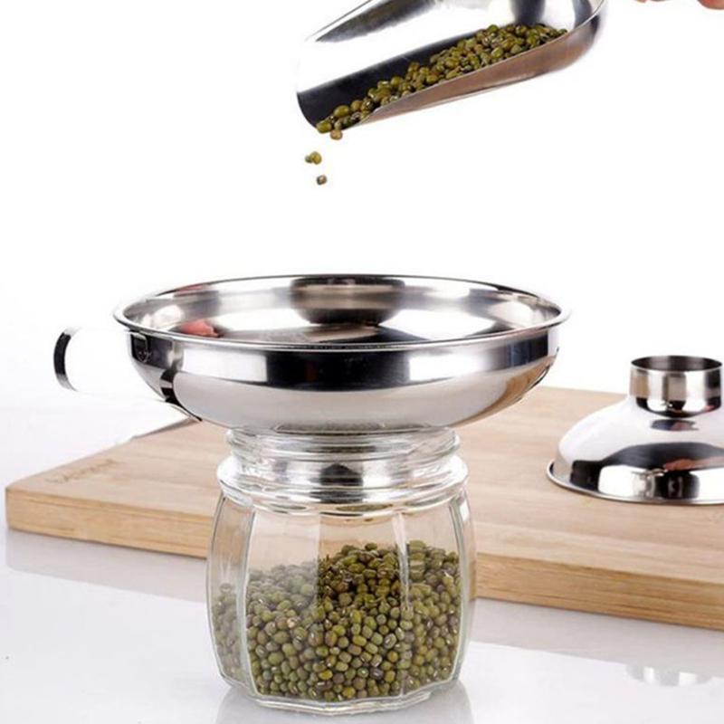 Canning Stainless Steel Wide Mouth Funnel S/L Size Hopper Transferring Oil Liquid Filter Home Restaurant Gadget Kitchen Tools