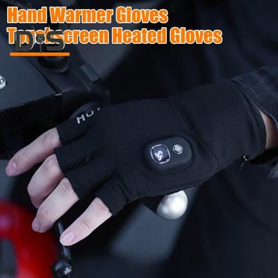 1 Paar beheizte Handschuhe mit 3 Temperatureinstellungen, Verschlussband-Design, wiederaufladbare beheizte fingerlose Handschuhe, beheizte Winterfäustlinge