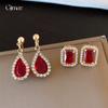Super Blitz Rote Wassertropfen Zirkon Ohrstecker Ohrstecker Damen Exquisites Design Ohrschmuck