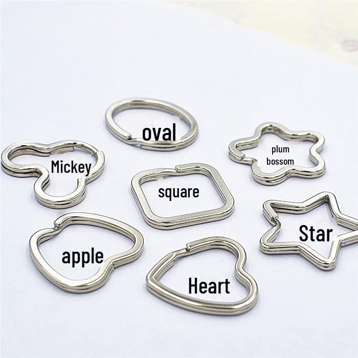 Square Key Ring, 30mm Side, Silver-White, Creative Design (K328)