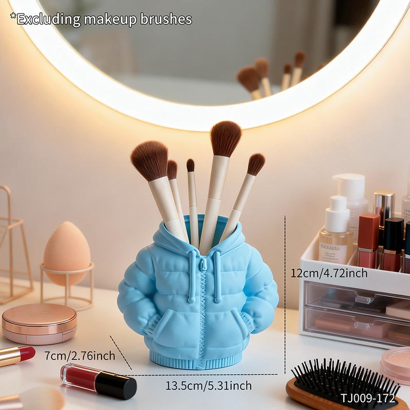 Creative down Jacket Shaped Resin Pen Holder Cute Minimalist Desk Organizer for Pens Makeup Brushes Home Office Display