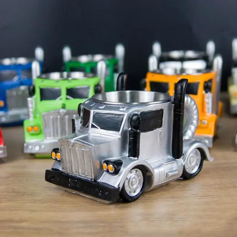 Truck Coffee Mug Creative Semi-Trailer-Shaped Beer Cups Traveling Coffee Cups Ice Milk Cups for Tea Juice Milk Latte Hot