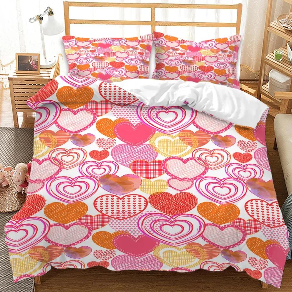 Couple Soft Duvet Cover Romantic Love Patern of Lovers Pink Beding Set Winter Single/double Soft Duvet Cover Bedrom Set Fre Shiping