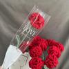 Heart Shaped Knitting Flower Carnation Flower Hand Woven Flower Creative DIY Bouquet  Holiday Gifts