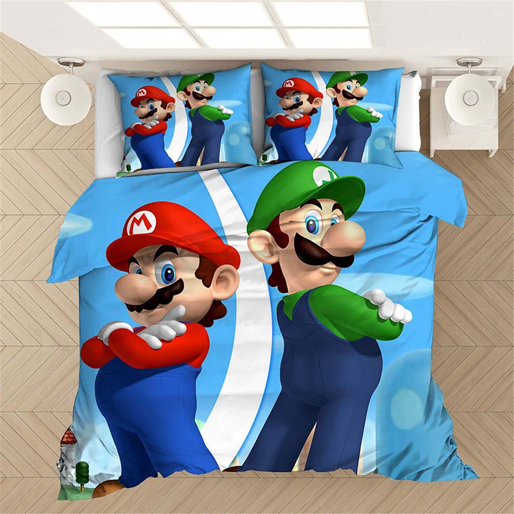 Mario Duvet Cover Set Comforter Bedding 3d Children'S Bedding Set 3-Piece 1 Quilt Cover King Size