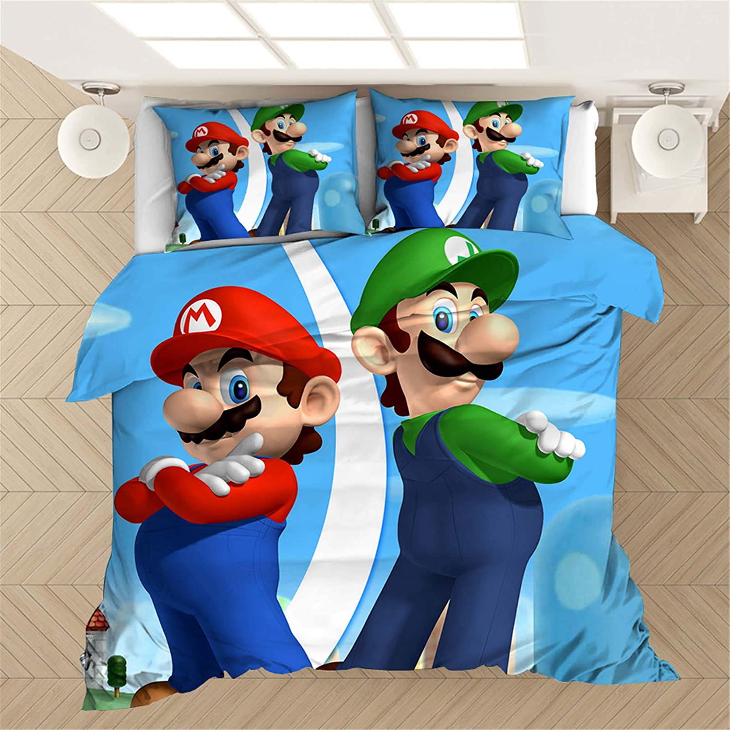 

Mario Duvet Cover Set Comforter Bedding 3d Children S Bedding Set 3-Piece 1 Quilt Cover King Size 228X264CM