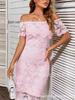 2026 Elegant One-Shoulder Lace Midi Dress for Women - European & American Style, Short Sleeve