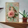 Vintage Rose Bird Metal Tin Sign Retro Wall Art Home Decor