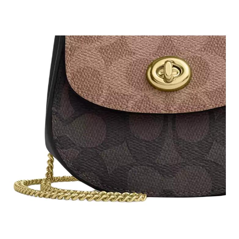 Coach Turnlock 12 Mini Shoulder Bag Women Shoulder Bag Gold Brown CZ474-IMXI8