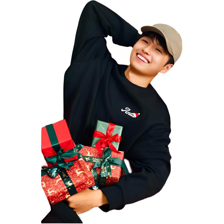 Anta Christmas Series Breathable Loose Sweatshirt With Back Letter Print Unisex sweatshirt 952618707-4