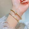 Golden Womens Bracelet Titanium Jewelry 18K Gold-plated Waterproof Rust Proof Non Color Changing Mens and Womens Couple Jewelry