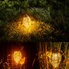 Outdoor Solarleuchte LED Marokkanische Retro Hohlprojektionslampe Metall Wasserdichte Hänge-Gartenleuchte für Terrasse Weg Hof Veranda