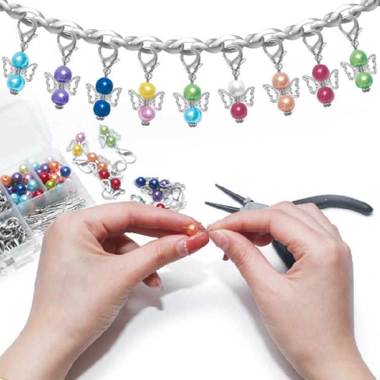 50pcs/set Angel Keychain DIY Crafts Include Key Rings with Beads Accessories