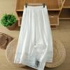 DIMANAF Taglie Forti 2026 Pantaloni da Donna in Lino Vita Elastica Vintage Basic Donna Pizzo Monocolore Gamba Larga Lunghi Oversize Larghi