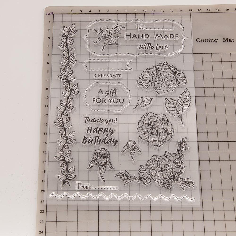 Transparenter Silikonstempel mit Blumenblatt, zum Versiegeln, für DIY-Scrapbooking-Alben, transparente Stempel, Schmetterlingsdame, Rebe