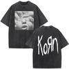 Korn Europe Tour  Vintage Washed T Shirt Fan Gifts Metal Gothic Rock Band Tshirts Mens Clothing Casual Short Sleeve Tshirt