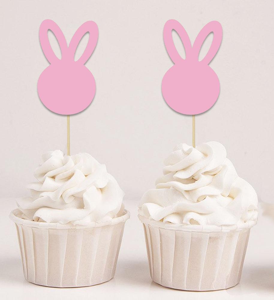 Souvenir chéri | Décorations de cupcakes en forme de lapin de Pâques doré pailleté - Lot de