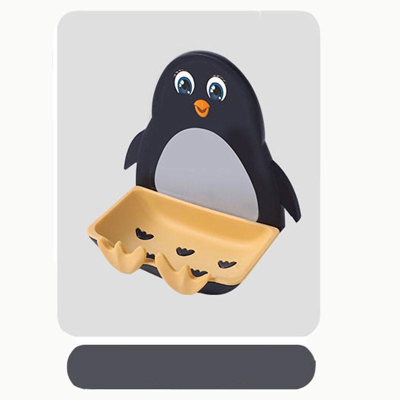 Bathroom Household Perforated Little Penguin Drain Toilet Soap Box Wall Mounted Soap Dish Toilet Suction Cup Storage Soap Box
