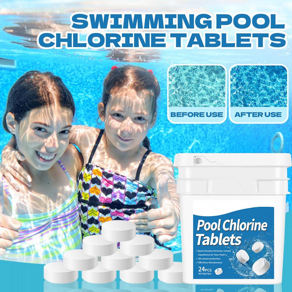 Chlortabletten für Schwimmbäder, tötet und stoppt Algen, langsam auflösend, einzeln verpackt, Poolchlortabletten