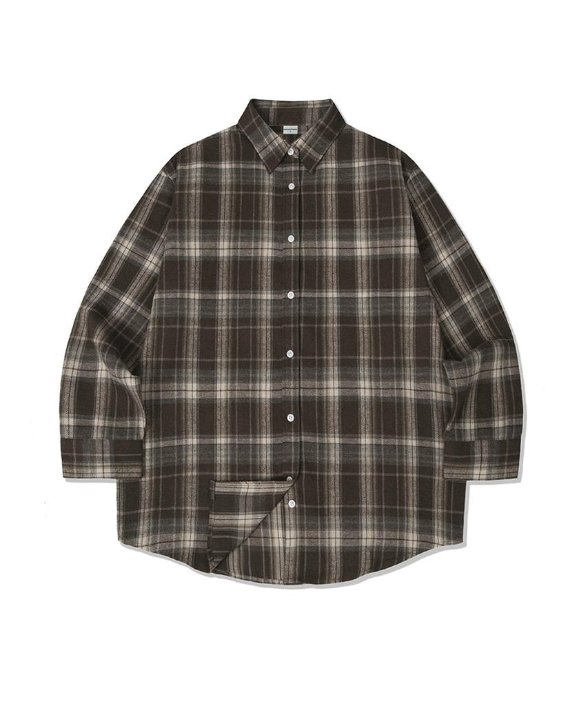ESCAPEFROM Easy Line Oversized Check Shirt Brown