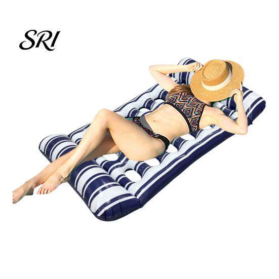 Travel-friendly Pool Float Inflatable Mat with Hole Headrest Adults Size Foldable Water Toy Floating Lounger Raft Summer Swimming Party Beach