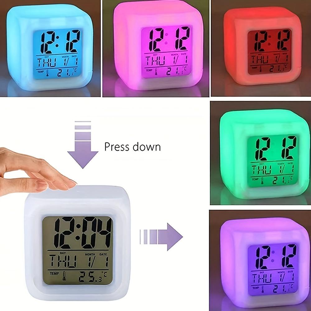 1pc Lovely Colorful Cube Alarm Clock - Creative Luminous Small Home Alarm Clock with Change Display