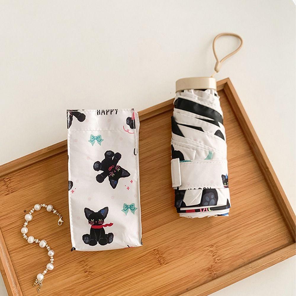 Cartoon Cat Pattern Folding Umbrella Anti UV Portable Rain Umbrella Sunshade Umbrella  Outdoor