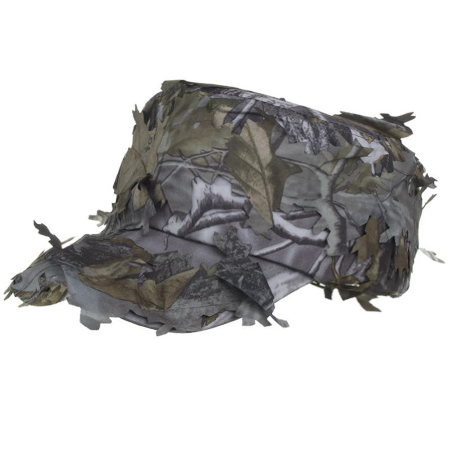Men's Camouflage Boonie Hats 3D Leaves Camo Tactical Cap Ghillie Caps Hunter Sniper Hats Fishing Sunshade Hunting Accessories