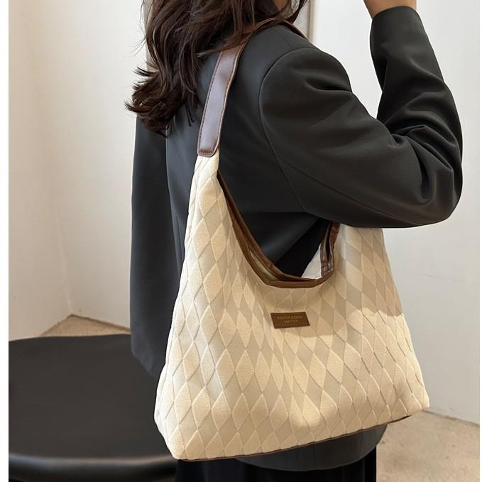 Women'S Bags Commuter Big Bags Women'S Rhombus Shoulder Tote Bags Simple Large-Capacity Commuter Bags Underarm Bags