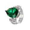 Jewelry New Ring Colorful Droplet Shaped Grandm Green Sea Blue Luxurious Women's