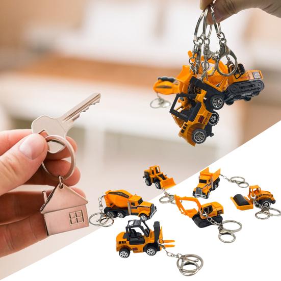 Mini Truck Keychain 0.0861111111111111 Scale Construction Series Forklift Tractor Excavator Roller Alloy Decoration Buckle Engineering Car Model Toy