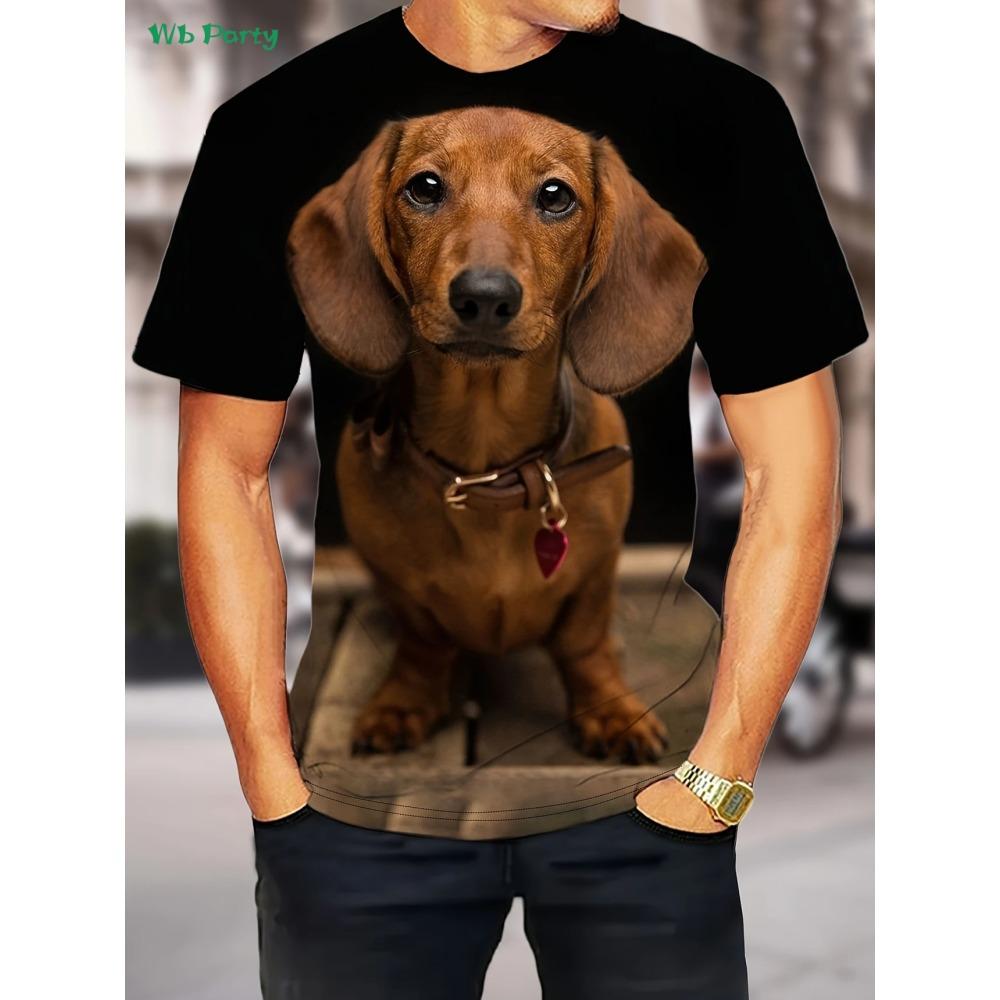 3D animal print T-shirt Summer Street men's T-shirt fashionable round neck men's top oversized men's short sleeved T-shirt