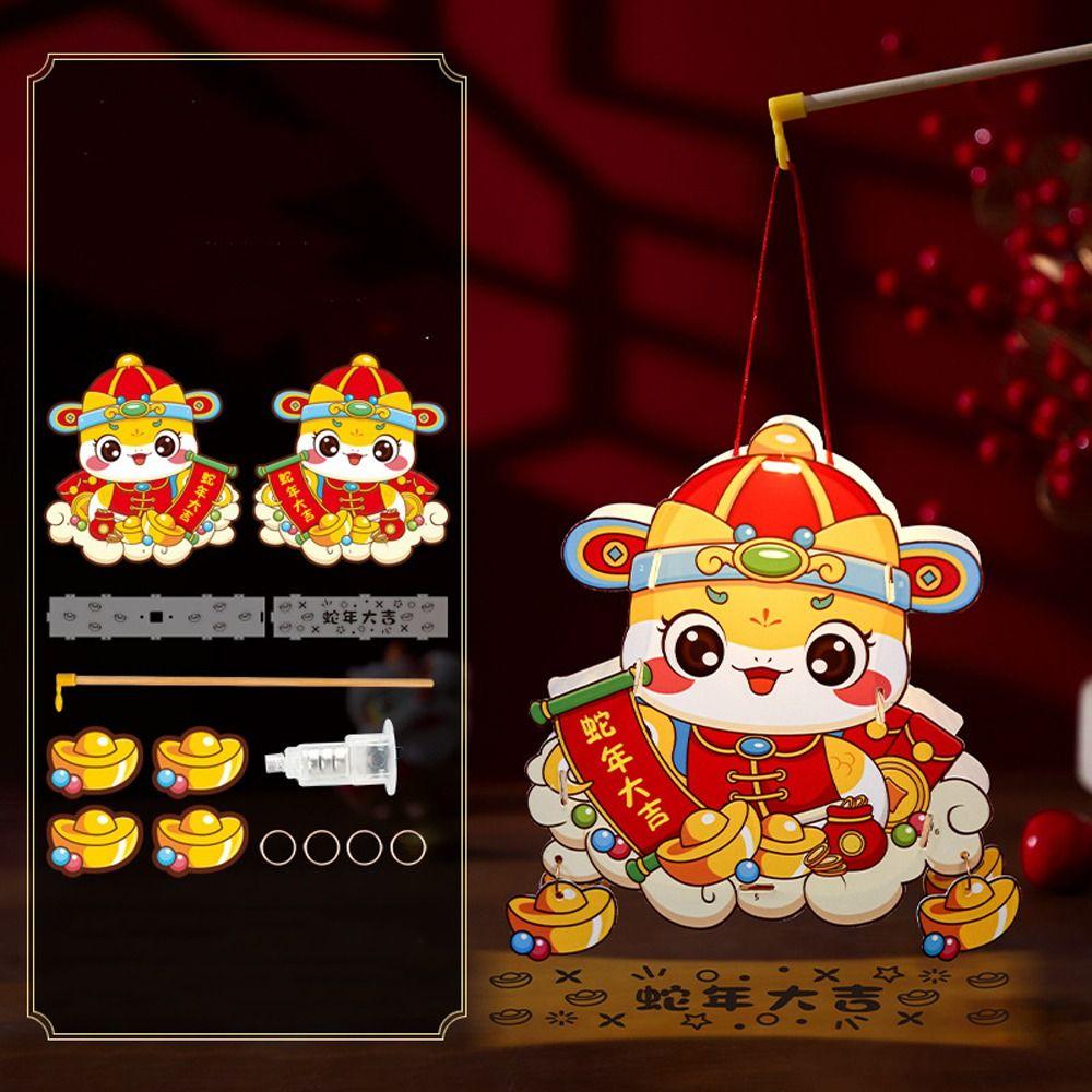 Traditional Chinese Snake Year Portable Lantern PVC New Year Luminous Lantern Spring Festival