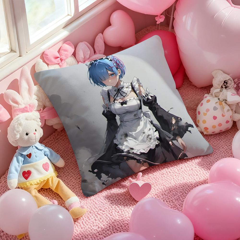 ReLife different world zero Rem Cushion Cover Pattern Printed Pillowcase for Living Room Sofa Cushion Cover & Bedroom Decor