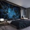 2D Starry Forest Tapestry Night Sky Through Pine Tree Canopy Wall Decor