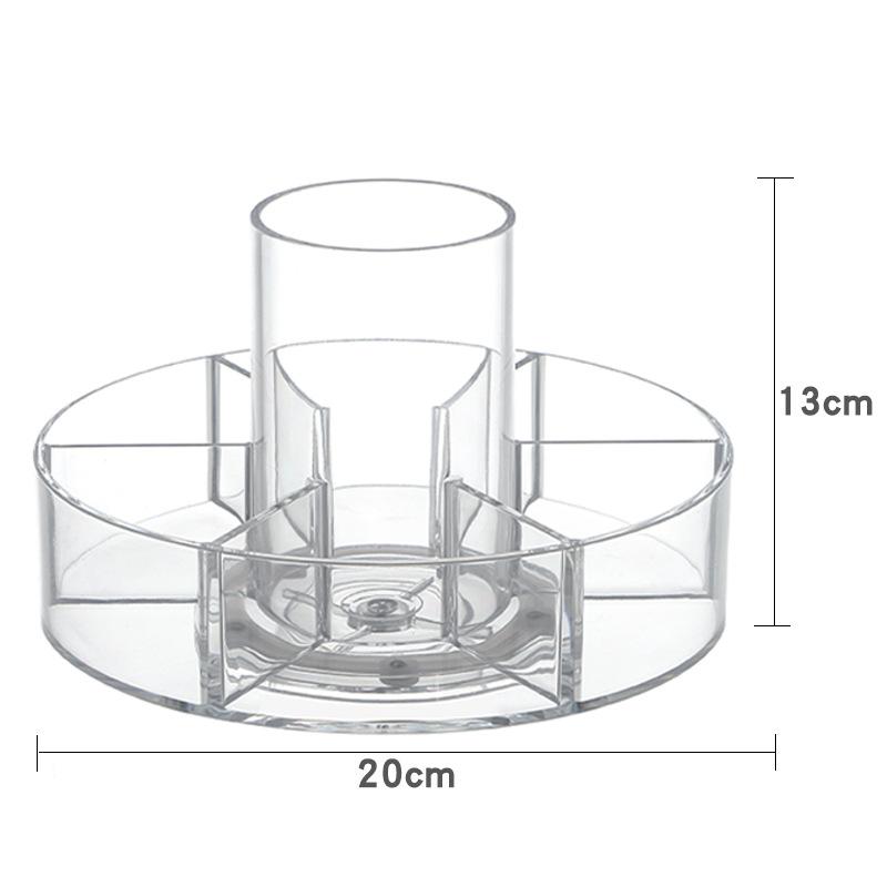 Acrylic Desktop Transparent 360° Rotating Storage Box Large Capacity Partitioning Cosmetics Storagetray Storage Tube 20 20 13cm прозрачный