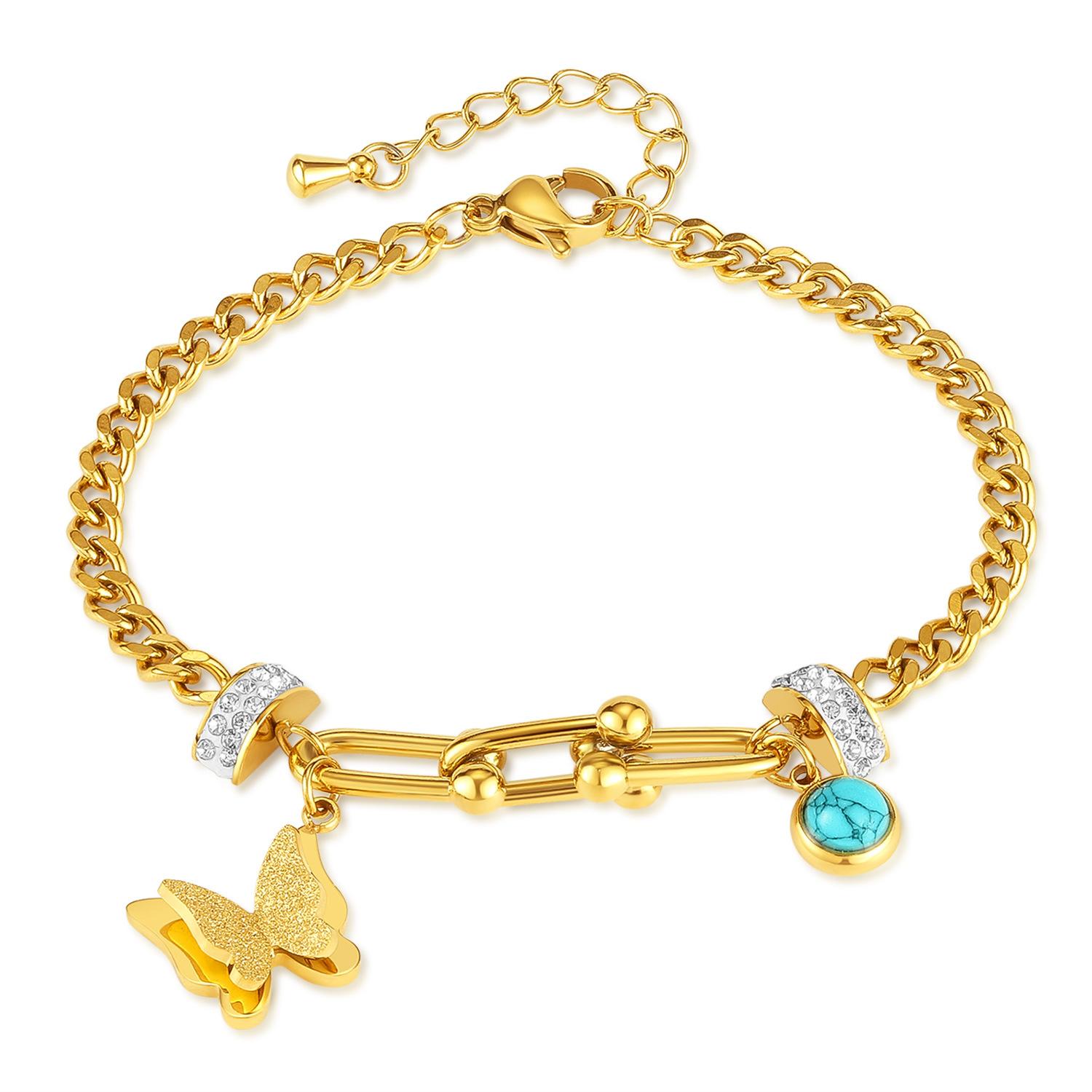 

Retro Stainless Steel Gold -Plated Three -Dimensional Butterfly Style Sexy Bracelet For Women