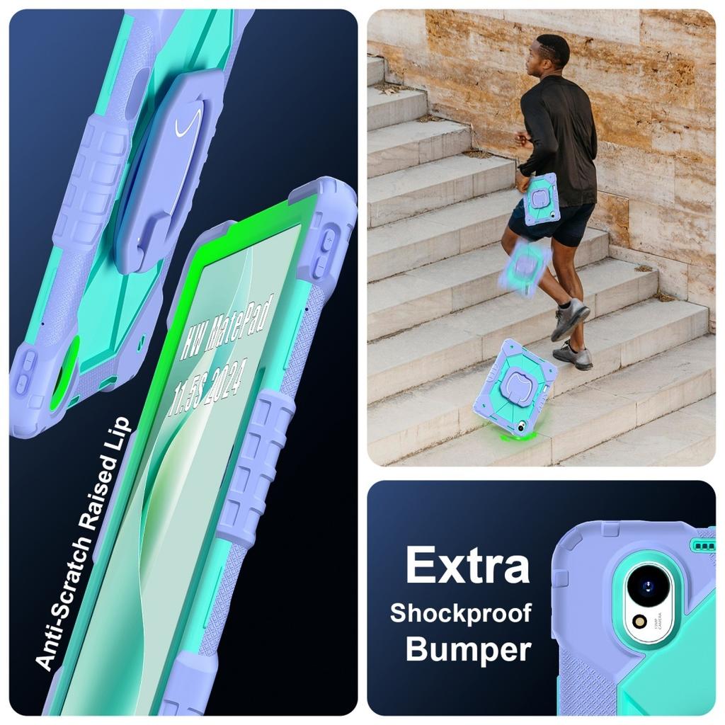 Para Huawei MatePad 11.5 S. Suporte de proteção resistente com rotação de 360° TPU+PC 3 em 1, capa anti-choque para tablets e PC