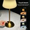 Cordless Table Lamp Small Night Light 3 Light Colors Simple Reading Light with Pleated Lampshade for Restaurant Bar Coffee Shop