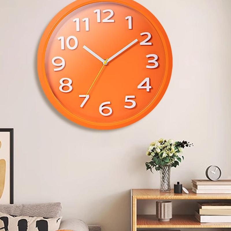 Fashion Large 3D Numbers Wall Clock Noiseless Mechanism Contemporary Homes Decors Easy Readability Battery Operated