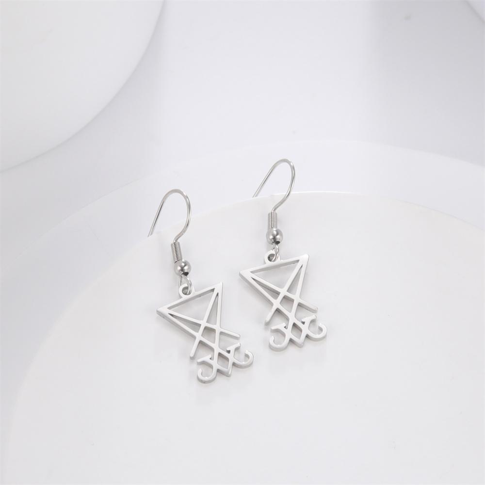  Sigil of Lucifer Drop Earrings for Women Stainless Steel Occult Demon Seal Satan Earrings Vintage Solomon Amulet Jewelry