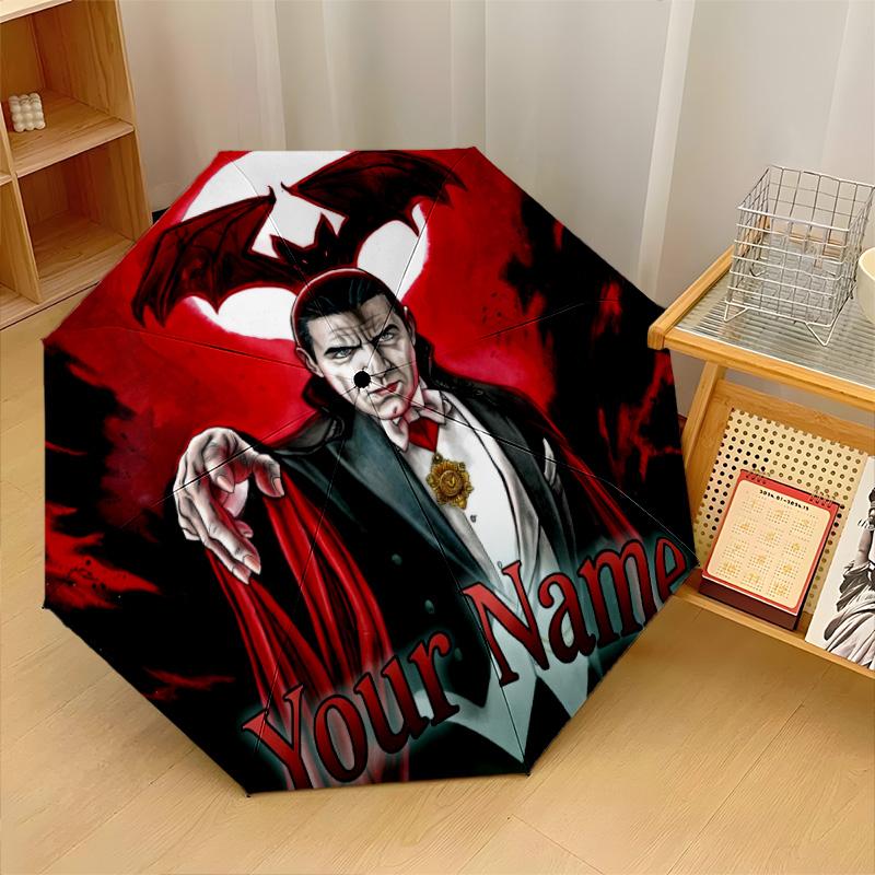 Custom Text Automatic 8 Bone Umbrella, Portable Sun Rain Protection UmbrellaDracula
