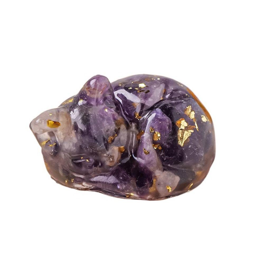 

Тварина Сплячий Кіт Прикраси Милий Натуральний Кіт Макадамський Кристал Сплячий Кіт Іграшка для Кінчиків Пальців фіолетовий