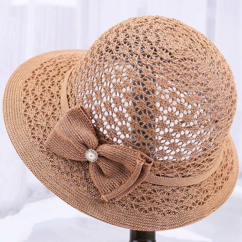 Hat Women's Basin Hat Sun Hat Crochet Hollow Sunscreen Mesh Breathable Cool Hat Sun Hat Spring and Summer