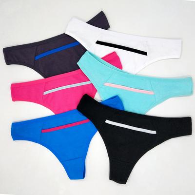 Tanga sexy G-siruri T-back Lenjerie de corp pentru femei Fete tinere Bumbac cu talie joasă Chiloți pentru femei 6 buc/lot