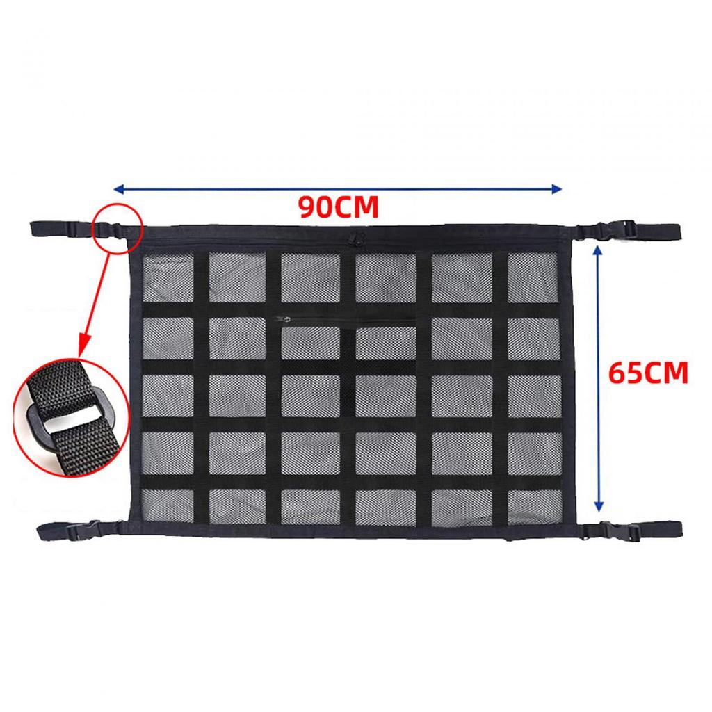 Car Ceiling Cargo Mesh Net Storage Pocket Vehicle Interior Accessories Durable Car Roof Organizer for Car with 4 Handles