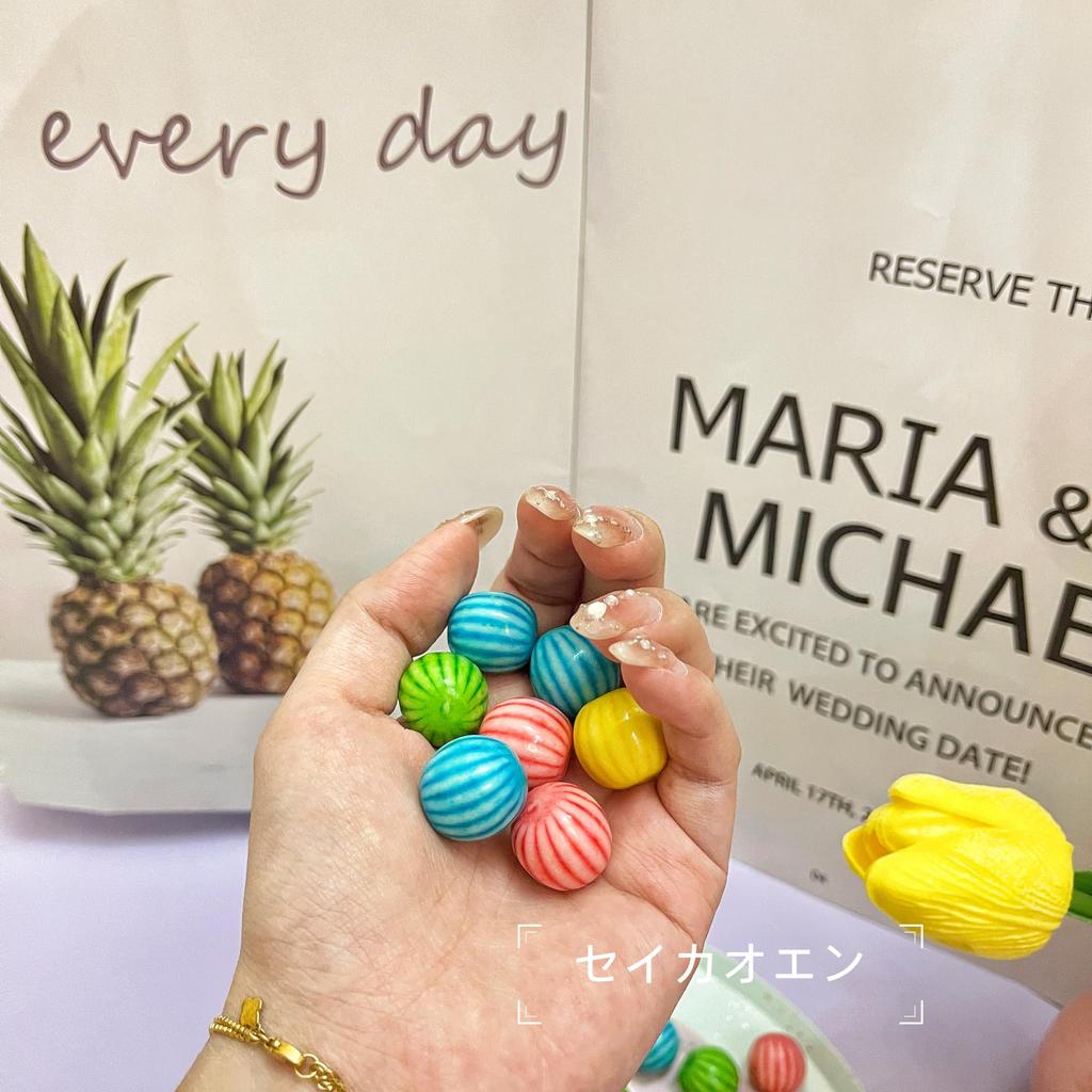 Seikaoen Watermelon Gum 1600 Roses Refill Gumball Bublle Gum Bubblegum Random Set Overseas Sweets Asmr Snack Balloon Strawberry Pineapple (approx.