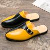 New Designer Men's Mixed Color Patent Leather Half Shoes For Men Mules Sandals Casual Shoes Summer Monk Strap Loafers Slippers