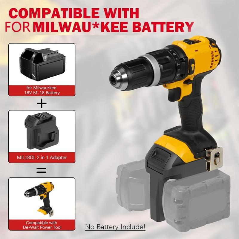 2 In 1 Battery Adapter for 2Packs for Milwaukee 18V Batteries Work for Dewalt 18V Power Tool At The Same Time Higher Power